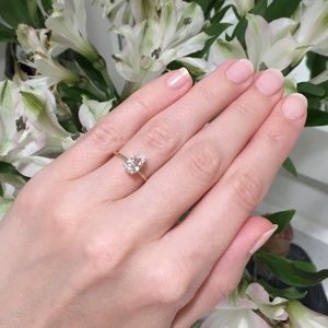 Pear Cut White Sapphire Ring, 14kt gold (size 4.5)